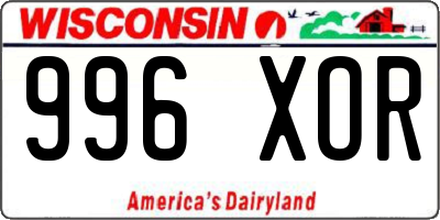 WI license plate 996XOR