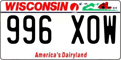 WI license plate 996XOW