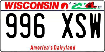 WI license plate 996XSW