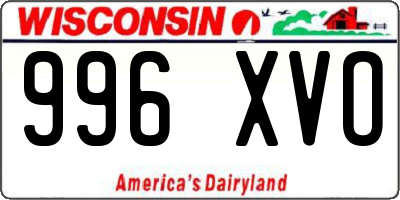 WI license plate 996XVO