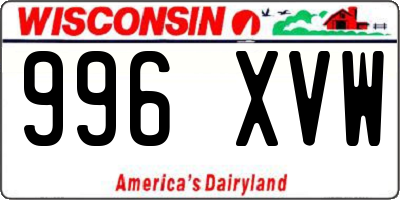 WI license plate 996XVW