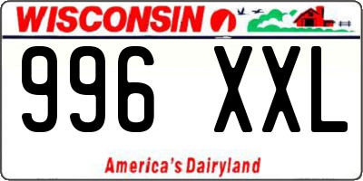 WI license plate 996XXL