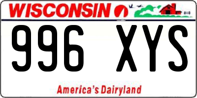 WI license plate 996XYS