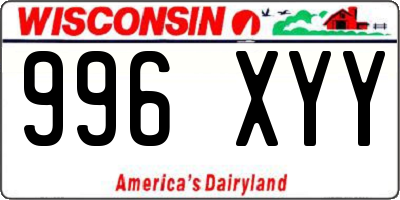 WI license plate 996XYY