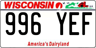 WI license plate 996YEF
