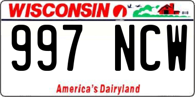 WI license plate 997NCW