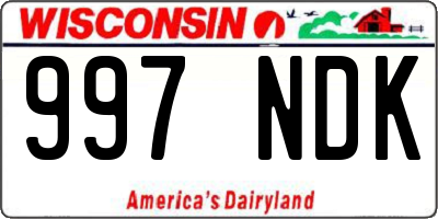 WI license plate 997NDK