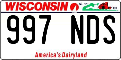 WI license plate 997NDS
