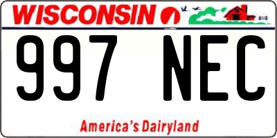 WI license plate 997NEC
