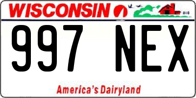 WI license plate 997NEX