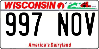 WI license plate 997NOV