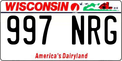 WI license plate 997NRG