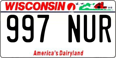 WI license plate 997NUR