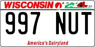 WI license plate 997NUT