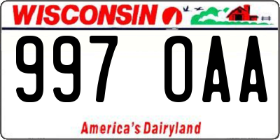 WI license plate 997OAA