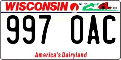 WI license plate 997OAC