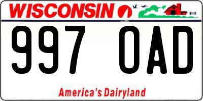 WI license plate 997OAD
