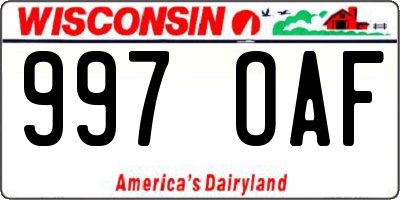 WI license plate 997OAF