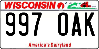 WI license plate 997OAK