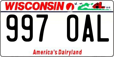 WI license plate 997OAL
