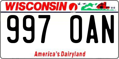 WI license plate 997OAN