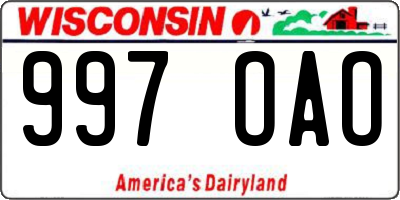 WI license plate 997OAO