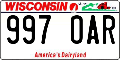 WI license plate 997OAR