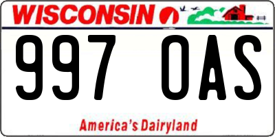 WI license plate 997OAS