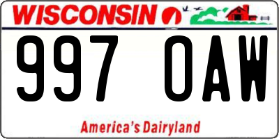 WI license plate 997OAW