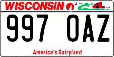 WI license plate 997OAZ
