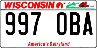 WI license plate 997OBA