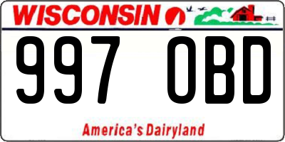 WI license plate 997OBD