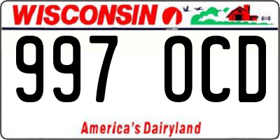 WI license plate 997OCD