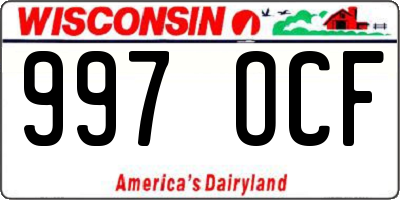 WI license plate 997OCF