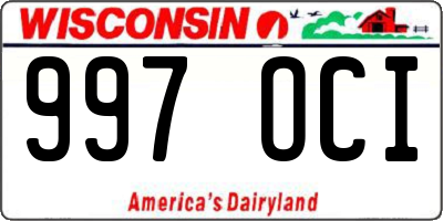 WI license plate 997OCI