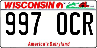 WI license plate 997OCR