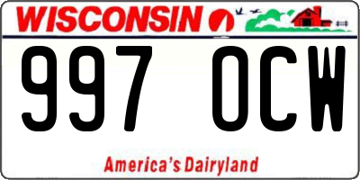 WI license plate 997OCW