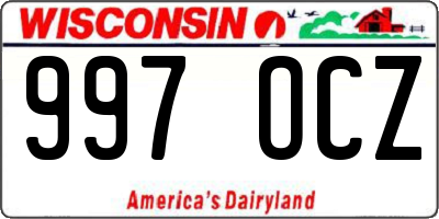 WI license plate 997OCZ