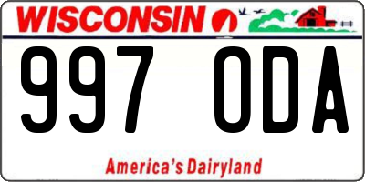 WI license plate 997ODA