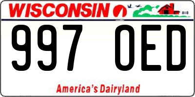 WI license plate 997OED