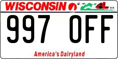 WI license plate 997OFF