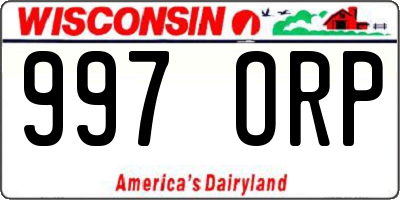 WI license plate 997ORP
