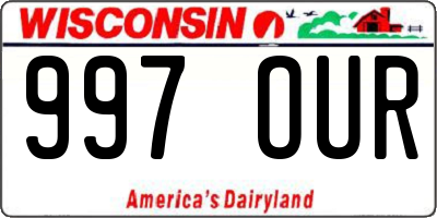 WI license plate 997OUR