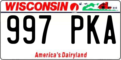 WI license plate 997PKA