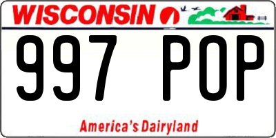 WI license plate 997POP