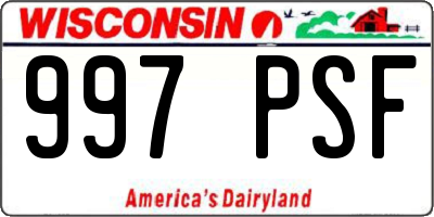 WI license plate 997PSF