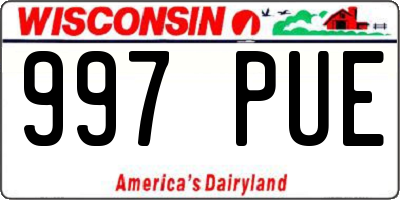 WI license plate 997PUE