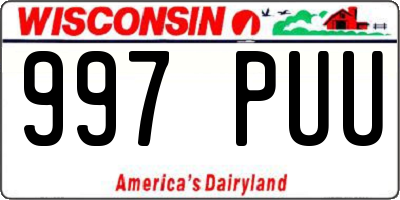 WI license plate 997PUU