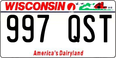 WI license plate 997QST