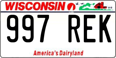 WI license plate 997REK